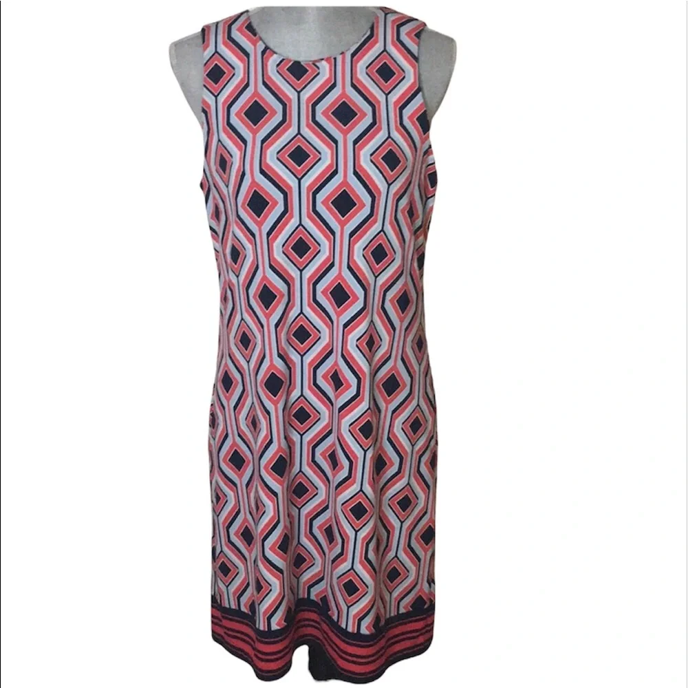 Michael Kors Geometric Print Sleeveless Shift Dress Size M